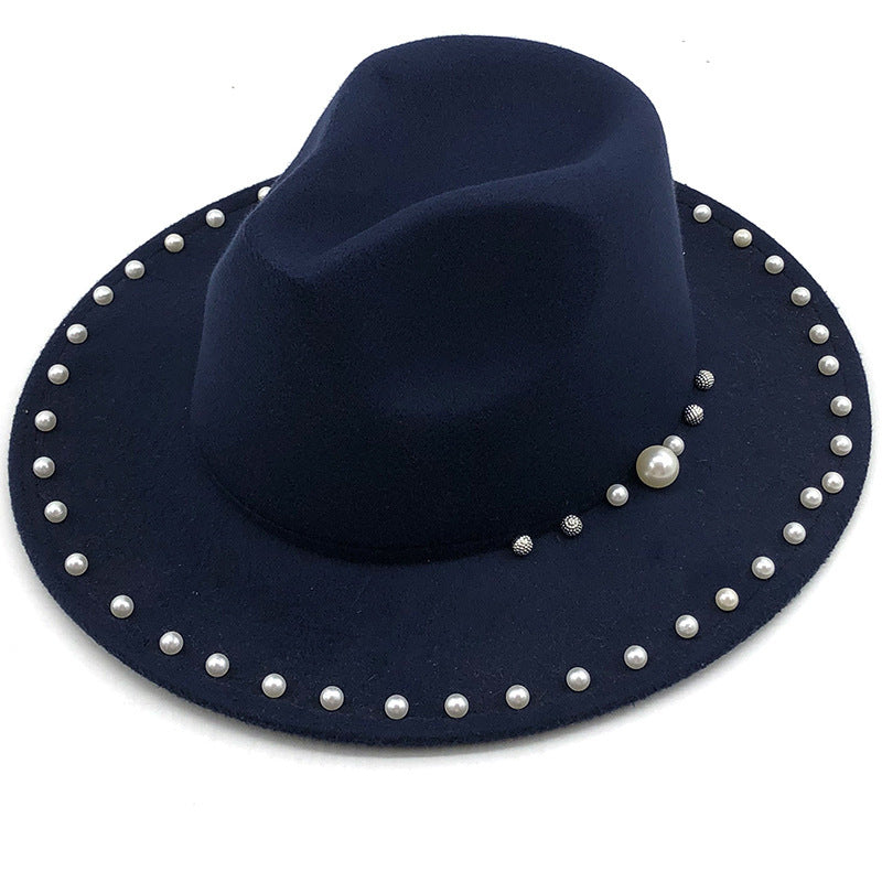 Pearl wool jazz top hat