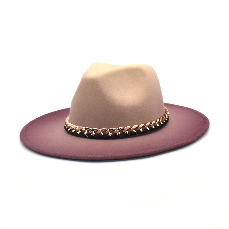 Jazz Hat Lady Fashion Chain Wool