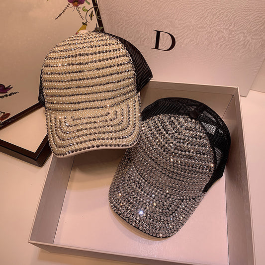 Fashion Rhinestone Pearl Casual Cap