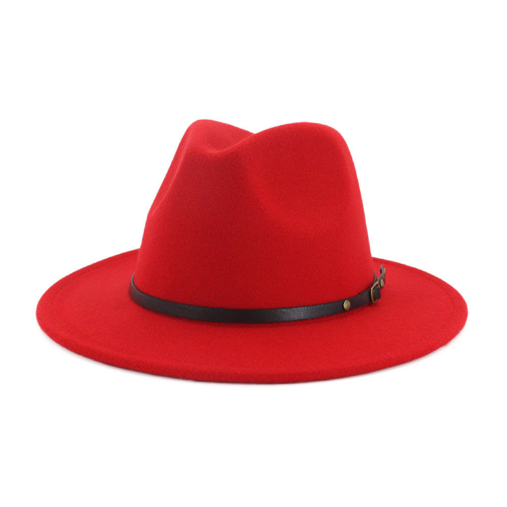 Autumn and Winter Wool Fedora Hat Fashion Women Wool Top Hat Black Hat Red Fedora Men Church Panama Sombrero Ha