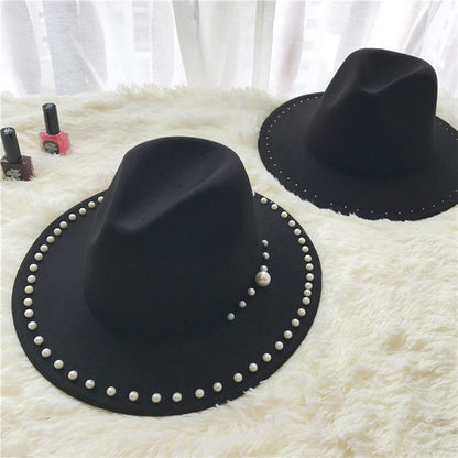 Pearl wool jazz top hat