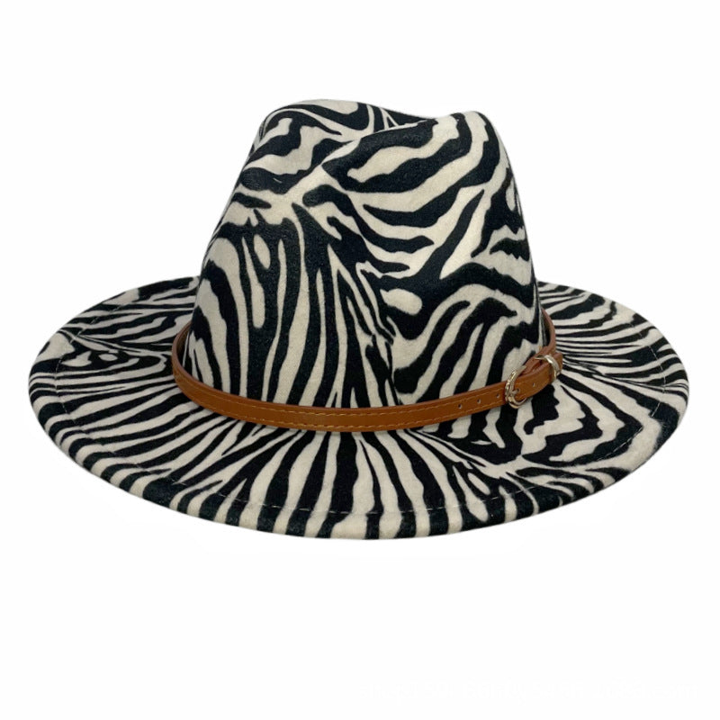 Girls Zebra Prints Sun Protection Fedora Fur Felt Hat