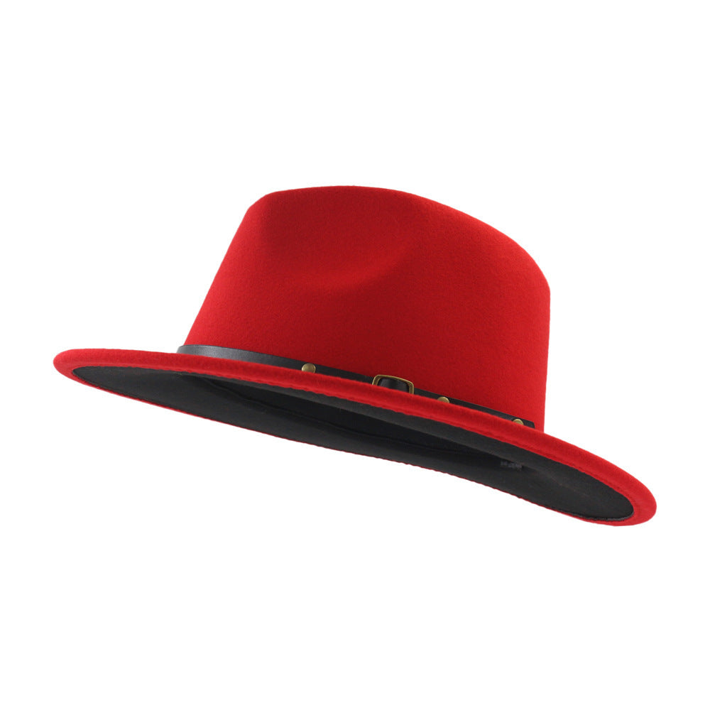 Autumn and Winter Wool Fedora Hat Fashion Women Wool Top Hat Black Hat Red Fedora Men Church Panama Sombrero Ha