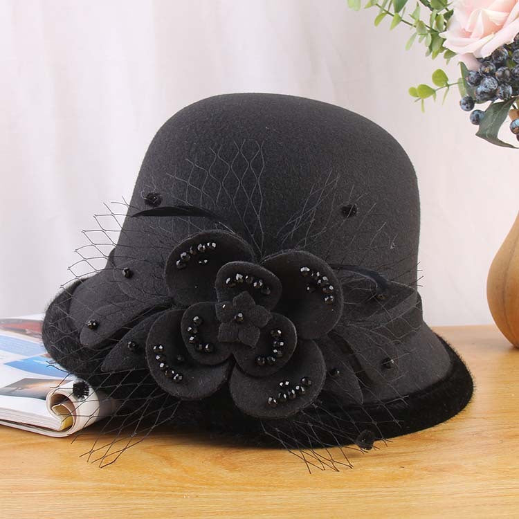 Woolen Hat Bucket Ladies Handmade Mesh