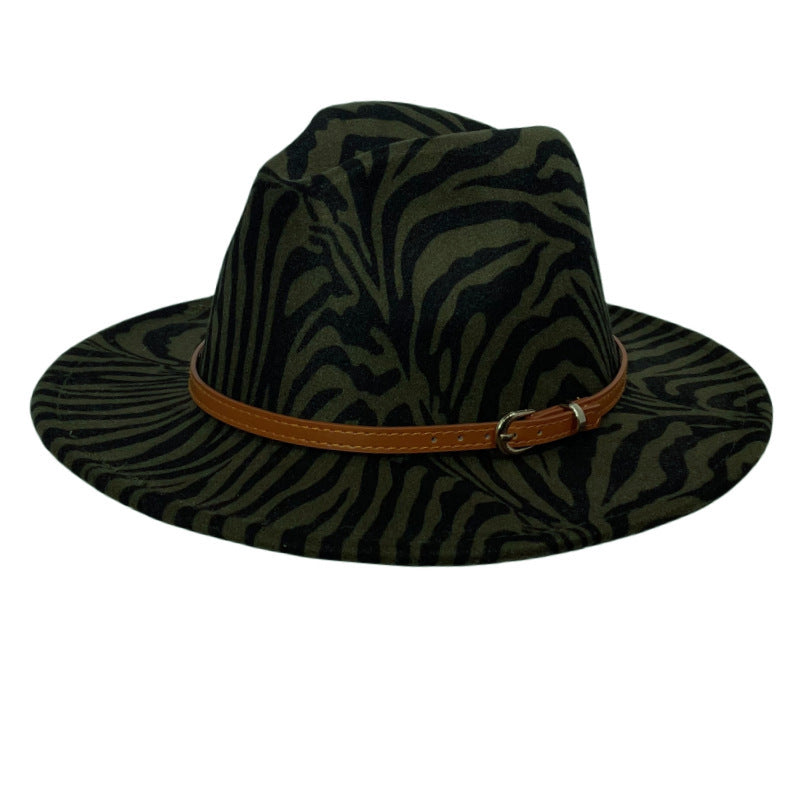 Girls Zebra Prints Sun Protection Fedora Fur Felt Hat