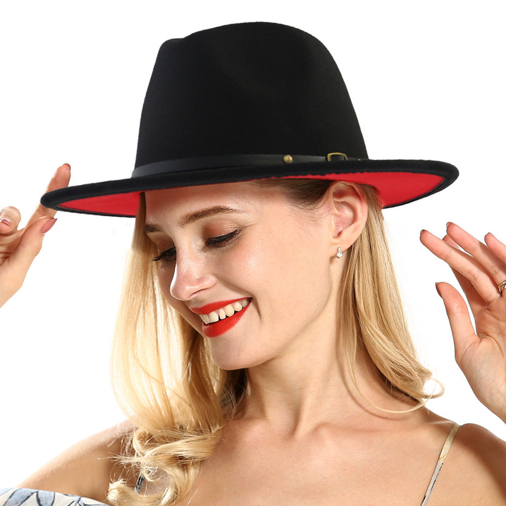 Autumn and Winter Wool Fedora Hat Fashion Women Wool Top Hat Black Hat Red Fedora Men Church Panama Sombrero Ha