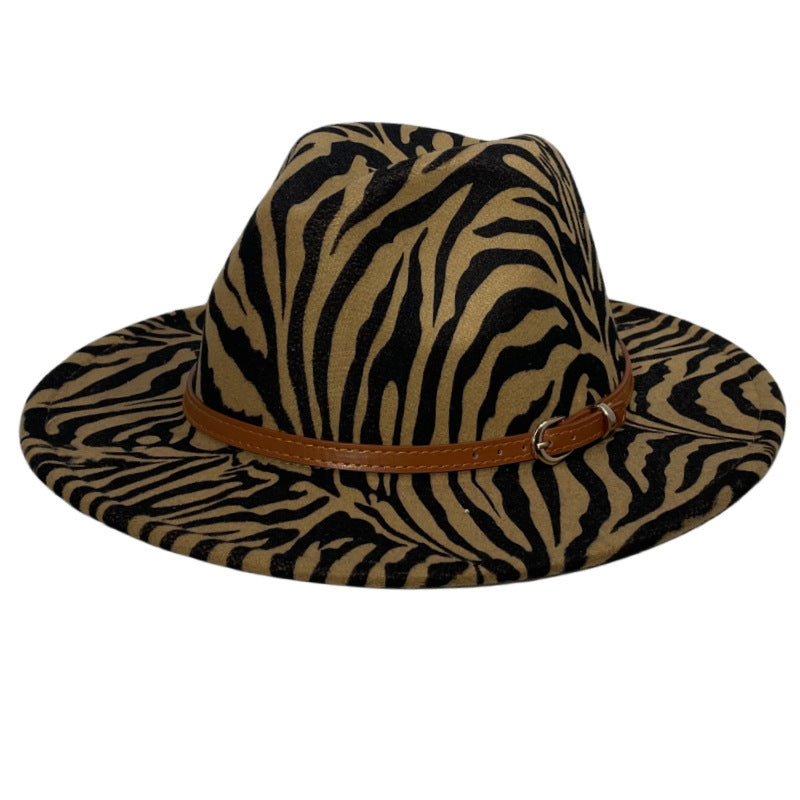 Girls Zebra Prints Sun Protection Fedora Fur Felt Hat