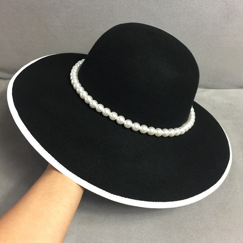 Elegant Flower Pearl Fisherman Hat Small Incense Top Hat